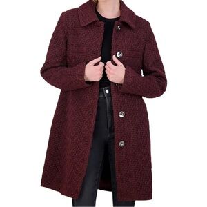 Laundry By Shelli Segal Burgundy Textured Coat